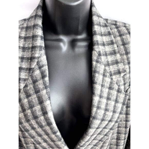 Vintage Michelle Stuart 100% Wool Grey Plaid Checkered Blazer Sz 8 Career Office - Picture 2 of 10